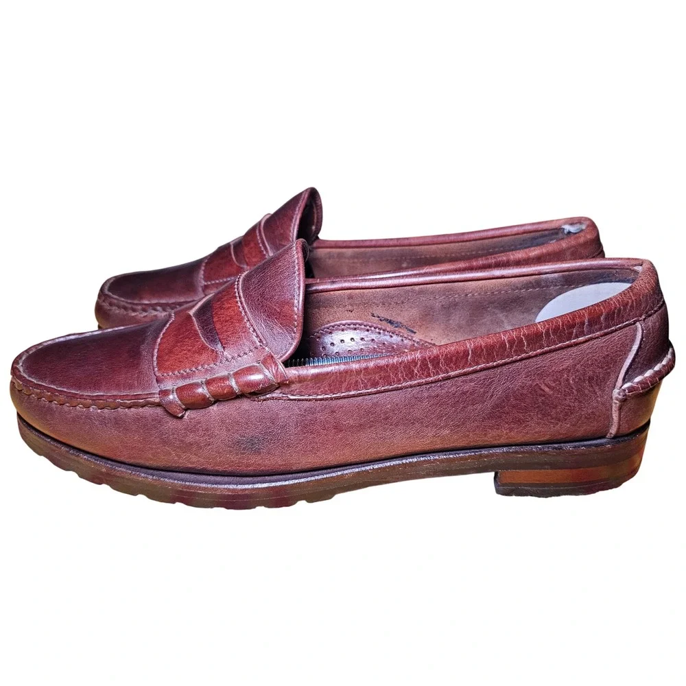 Allen Edmonds Gorham Mens Brown Leather Penny Loafers Lug Sole USA Made 10.5 D